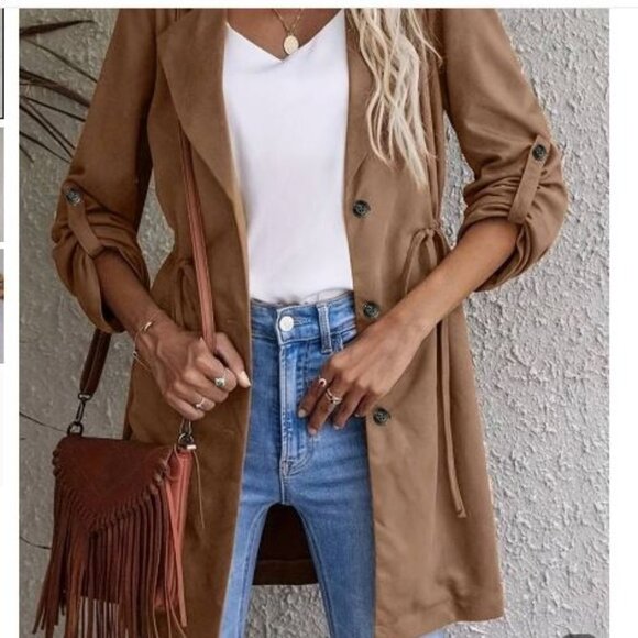 torrid Jackets & Blazers - Torrid -  Cotton twill long line shacket in Camel - Size 10 (00)